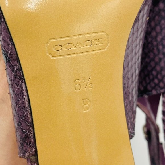 Coach Alena Snakeskin Purple Leather Pointy Slingbacks Heels Womens Size 6.5 B - Picture 12 of 12